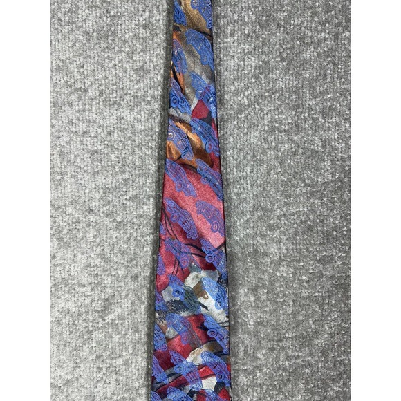 Oscar De La Renta Studio Abstract Car Print Mens Pointed Neck Tie Made In USA - Picture 7 of 11